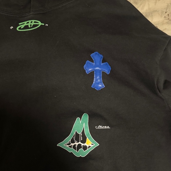 Chrome Hearts Black Hoodie with Colorful Cross Patches - Picture 3 of 4